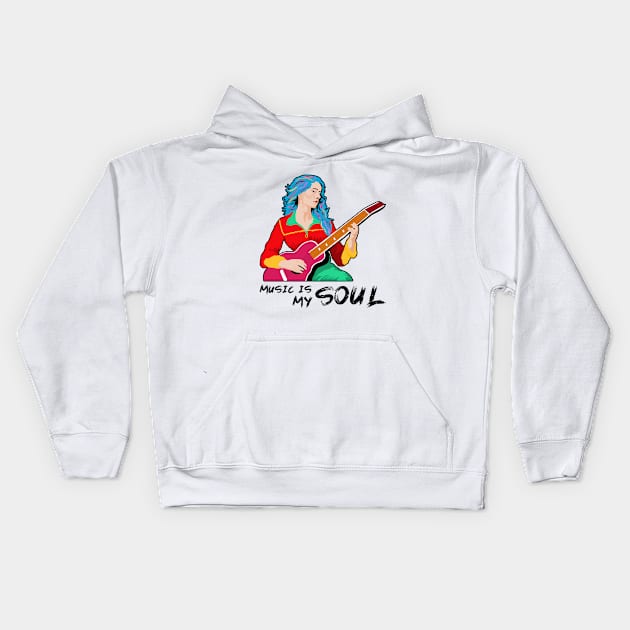 Music is My Soul Kids Hoodie by Womens Art Store